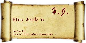 Hirs Jolán névjegykártya