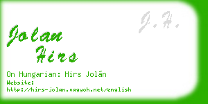 jolan hirs business card